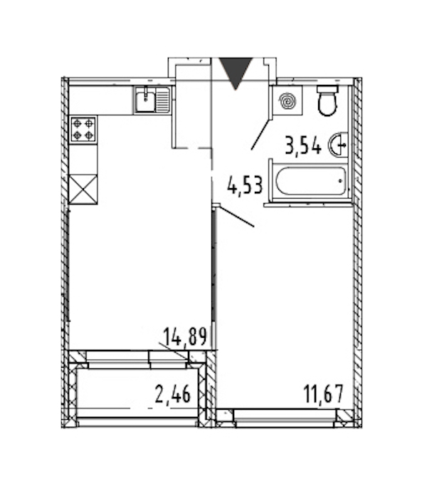 1-комнатная квартира 34.63 м², 19/21 эт., ЖК «Новые горизонты 2»